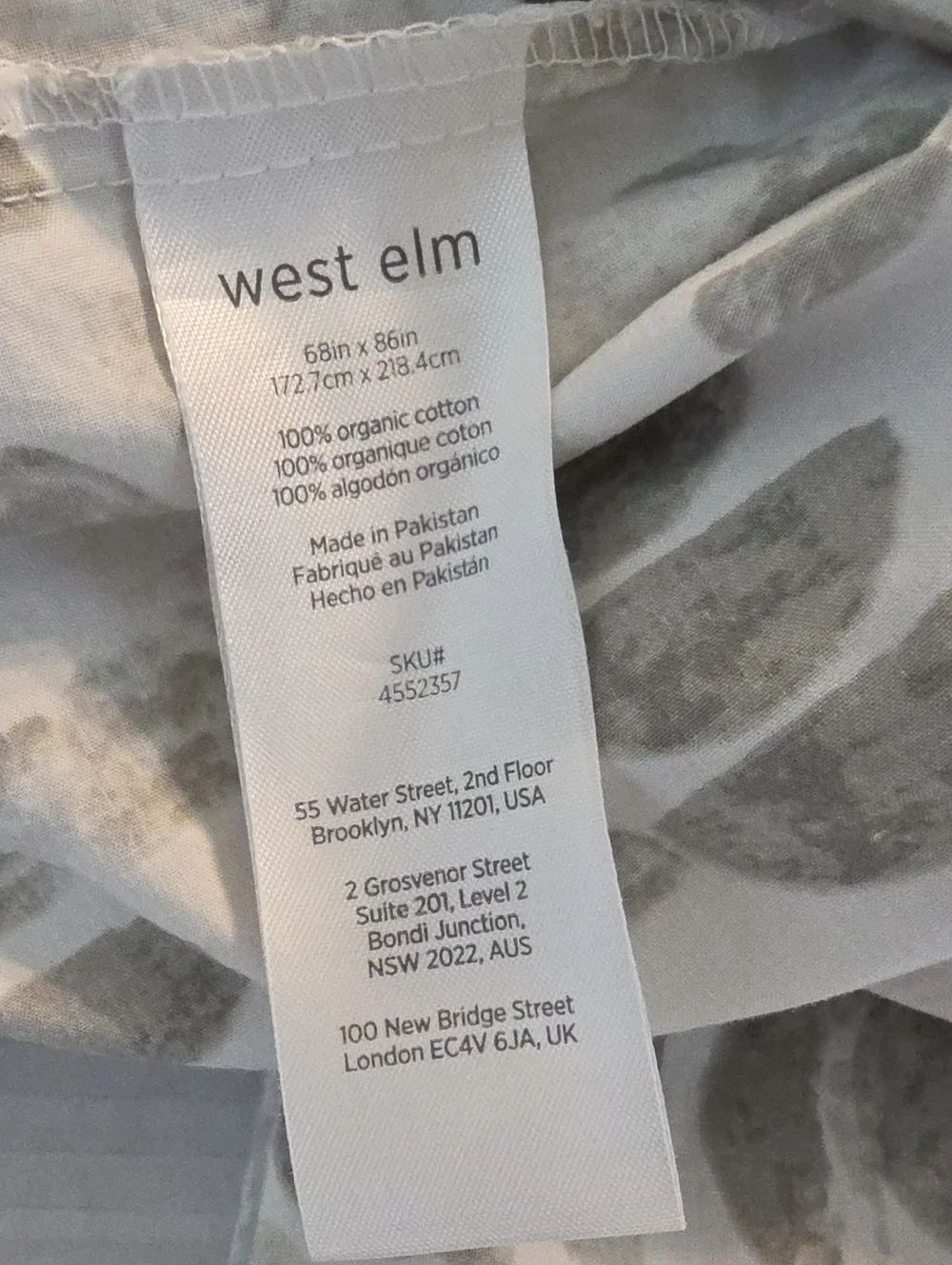 West Elm Modern Motif Gray White Organic Cotton Twin Duvet Cover